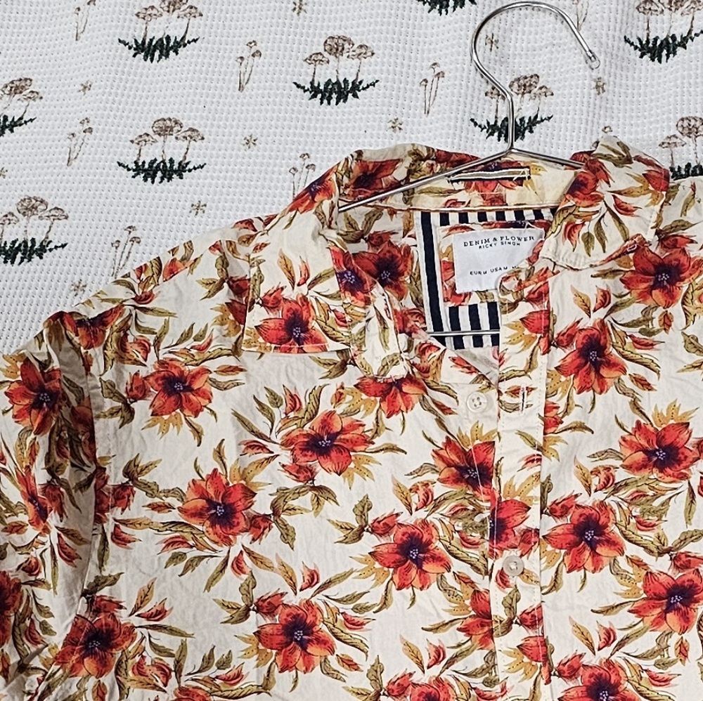 Denim & Flower Mens Sunflower Button Up Short Sleeve